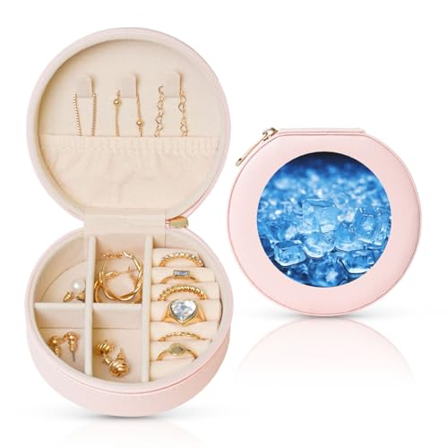 LKTPSKQRY Reise-Schmuckschatulle, Leder, klein, Schmuck-Organizer für Damen, tragbarer Schmuckkoffer, blauer Eiswürfelhintergrund, Aufbewahrungsboxen, Mini-Reiseetui für Halsketten, Ringe LKTPSKQRY Reise-Schmuckschatulle, Leder, klein, Schmuck-Organizer für Damen, tragbarer Schmuckkoffer, blauer Eiswürfelhintergrund, Aufbewahrungsboxen, Mini-Reiseetui für Halsketten, Ringe von LKTPSKQRY