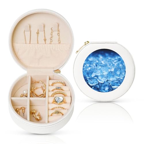 LKTPSKQRY Reise-Schmuckschatulle, Leder, klein, Schmuck-Organizer für Damen, tragbarer Schmuckkoffer, blauer Eiswürfelhintergrund, Aufbewahrungsboxen, Mini-Reiseetui für Halsketten, Ringe LKTPSKQRY Reise-Schmuckschatulle, Leder, klein, Schmuck-Organizer für Damen, tragbarer Schmuckkoffer, blauer Eiswürfelhintergrund, Aufbewahrungsboxen, Mini-Reiseetui für Halsketten, Ringe von LKTPSKQRY