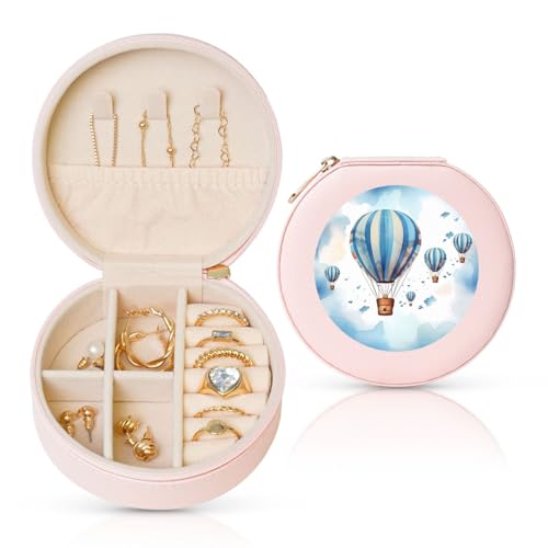 LKTPSKQRY Reise-Schmuckschatulle, Leder, klein, Schmuck-Organizer für Damen, tragbarer Schmuckkoffer, blauer Heißluftballon-Display, Aufbewahrungsboxen, Mini-Reiseetui für Halsketten, Ringe LKTPSKQRY Reise-Schmuckschatulle, Leder, klein, Schmuck-Organizer für Damen, tragbarer Schmuckkoffer, blauer Heißluftballon-Display, Aufbewahrungsboxen, Mini-Reiseetui für Halsketten, Ringe von LKTPSKQRY
