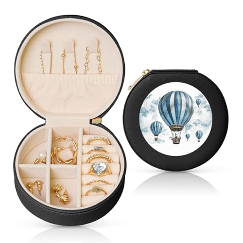 LKTPSKQRY Reise-Schmuckschatulle, Leder, klein, Schmuck-Organizer für Damen, tragbarer Schmuckkoffer, blauer Heißluftballon-Display, Aufbewahrungsboxen, Mini-Reiseetui für Halsketten, Ringe LKTPSKQRY Reise-Schmuckschatulle, Leder, klein, Schmuck-Organizer für Damen, tragbarer Schmuckkoffer, blauer Heißluftballon-Display, Aufbewahrungsboxen, Mini-Reiseetui für Halsketten, Ringe von LKTPSKQRY