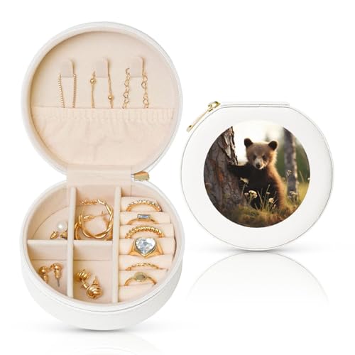 LKTPSKQRY Reise-Schmuckschatulle, Leder, klein, Schmuck-Organizer für Damen, tragbarer Schmuckkoffer, niedlicher Bär, Aufbewahrungsboxen, Mini-Reiseetui für Halsketten, Ringe LKTPSKQRY Reise-Schmuckschatulle, Leder, klein, Schmuck-Organizer für Damen, tragbarer Schmuckkoffer, niedlicher Bär, Aufbewahrungsboxen, Mini-Reiseetui für Halsketten, Ringe von LKTPSKQRY