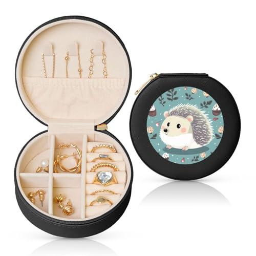 LKTPSKQRY Reise-Schmuckschatulle, Leder, klein, Schmuck-Organizer für Damen, tragbarer Schmuckkoffer, niedlicher Cartoon-Igel, Aufbewahrungsboxen, Mini-Reiseetui für Halsketten, Ringe LKTPSKQRY Reise-Schmuckschatulle, Leder, klein, Schmuck-Organizer für Damen, tragbarer Schmuckkoffer, niedlicher Cartoon-Igel, Aufbewahrungsboxen, Mini-Reiseetui für Halsketten, Ringe von LKTPSKQRY