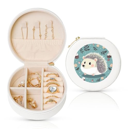 LKTPSKQRY Reise-Schmuckschatulle, Leder, klein, Schmuck-Organizer für Damen, tragbarer Schmuckkoffer, niedlicher Cartoon-Igel, Aufbewahrungsboxen, Mini-Reiseetui für Halsketten, Ringe LKTPSKQRY Reise-Schmuckschatulle, Leder, klein, Schmuck-Organizer für Damen, tragbarer Schmuckkoffer, niedlicher Cartoon-Igel, Aufbewahrungsboxen, Mini-Reiseetui für Halsketten, Ringe von LKTPSKQRY