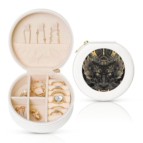 LKTPSKQRY Reise-Schmuckschatulle, Leder, klein, Schmuck-Organizer für Damen, tragbarer Schmuckkoffer, schwarzer Drache, Malerei, Aufbewahrungsbox, Mini-Reiseetui für Halsketten, Ringe LKTPSKQRY Reise-Schmuckschatulle, Leder, klein, Schmuck-Organizer für Damen, tragbarer Schmuckkoffer, schwarzer Drache, Malerei, Aufbewahrungsbox, Mini-Reiseetui für Halsketten, Ringe von LKTPSKQRY
