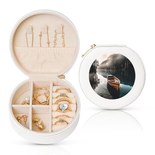 LKTPSKQRY Reise-Schmuckschatulle, Leder, klein, Schmuck-Organizer für Damen, tragbarer Schmuckkoffer am See, Boot, Aufbewahrungsboxen, Mini-Reiseetui für Halsketten, Ringe LKTPSKQRY Reise-Schmuckschatulle, Leder, klein, Schmuck-Organizer für Damen, tragbarer Schmuckkoffer am See, Boot, Aufbewahrungsboxen, Mini-Reiseetui für Halsketten, Ringe von LKTPSKQRY