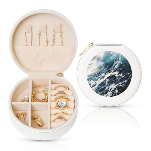 LKTPSKQRY Reise-Schmuckschatulle, Leder, klein, Schmuck-Organizer für Damen, tragbarer Schmuckkoffer für Strand, Schaumstoff, Wellen-Display, Aufbewahrungsboxen, Mini-Reiseetui für Halsketten, Ringe LKTPSKQRY Reise-Schmuckschatulle, Leder, klein, Schmuck-Organizer für Damen, tragbarer Schmuckkoffer für Strand, Schaumstoff, Wellen-Display, Aufbewahrungsboxen, Mini-Reiseetui für Halsketten, Ringe von LKTPSKQRY