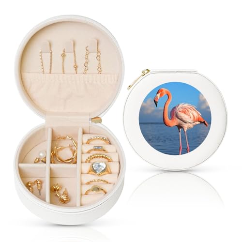 LKTPSKQRY Reise-Schmuckschatulle, Leder, klein, Schmuck-Organizer für Damen, tragbarer Schmuckkoffer mit Flamingo im Wasser, geriffelt, Mini-Reiseetui für Halsketten, Ringe LKTPSKQRY Reise-Schmuckschatulle, Leder, klein, Schmuck-Organizer für Damen, tragbarer Schmuckkoffer mit Flamingo im Wasser, geriffelt, Mini-Reiseetui für Halsketten, Ringe von LKTPSKQRY