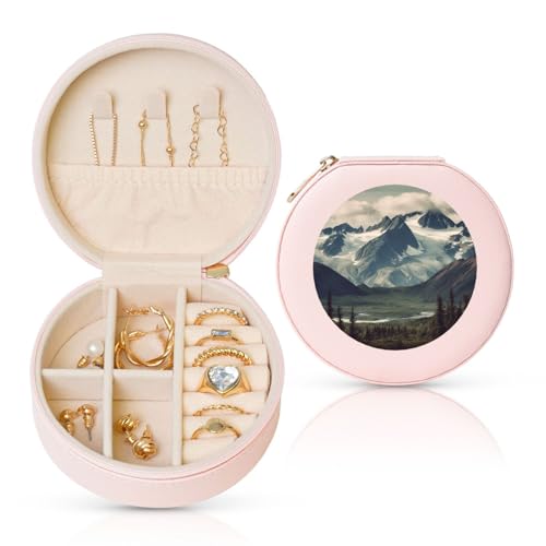 LKTPSKQRY Reise-Schmuckschatulle, Leder, klein, Schmuck-Organizer für Damen, tragbares Schmuckkästchen, Alaska-Gebirge, Mini-Reiseetui für Halsketten, Ringe LKTPSKQRY Reise-Schmuckschatulle, Leder, klein, Schmuck-Organizer für Damen, tragbares Schmuckkästchen, Alaska-Gebirge, Mini-Reiseetui für Halsketten, Ringe von LKTPSKQRY