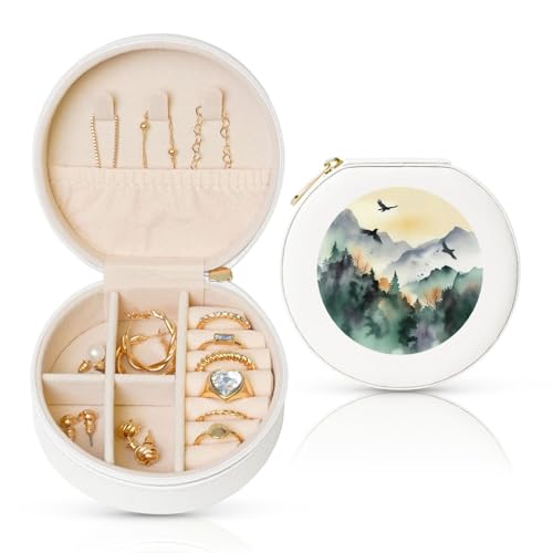 LKTPSKQRY Reise-Schmuckschatulle, Leder, klein, Schmuck-Organizer für Damen, tragbares Schmuckkästchen, Bergvögel, Aquarell-Display, Aufbewahrungsboxen, Mini-Reiseetui für Halsketten, Ringe LKTPSKQRY Reise-Schmuckschatulle, Leder, klein, Schmuck-Organizer für Damen, tragbares Schmuckkästchen, Bergvögel, Aquarell-Display, Aufbewahrungsboxen, Mini-Reiseetui für Halsketten, Ringe von LKTPSKQRY