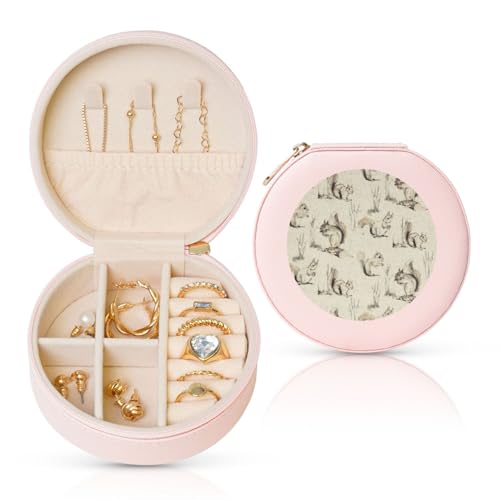 LKTPSKQRY Reise-Schmuckschatulle, Leder, klein, Schmuck-Organizer für Damen, tragbares Schmuckkästchen, Eichhörnchen, Hintergrund, Aufbewahrungsbox, Mini-Reiseetui für Halsketten, Ringe LKTPSKQRY Reise-Schmuckschatulle, Leder, klein, Schmuck-Organizer für Damen, tragbares Schmuckkästchen, Eichhörnchen, Hintergrund, Aufbewahrungsbox, Mini-Reiseetui für Halsketten, Ringe von LKTPSKQRY