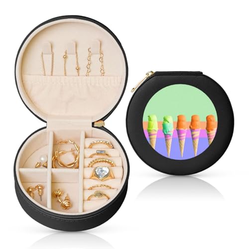 LKTPSKQRY Reise-Schmuckschatulle, Leder, klein, Schmuck-Organizer für Damen, tragbares Schmuckkästchen, Eiscreme, Regenbogen-Farbverlauf, Aufbewahrungsboxen, Mini-Reiseetui für Halsketten, Ringe LKTPSKQRY Reise-Schmuckschatulle, Leder, klein, Schmuck-Organizer für Damen, tragbares Schmuckkästchen, Eiscreme, Regenbogen-Farbverlauf, Aufbewahrungsboxen, Mini-Reiseetui für Halsketten, Ringe von LKTPSKQRY