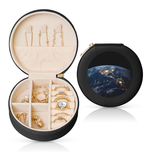 LKTPSKQRY Reise-Schmuckschatulle, Leder, klein, Schmuck-Organizer für Damen, tragbares Schmuckkästchen, Erde aus dem Weltraum, Aufbewahrungsboxen, Mini-Reiseetui für Halsketten, Ringe LKTPSKQRY Reise-Schmuckschatulle, Leder, klein, Schmuck-Organizer für Damen, tragbares Schmuckkästchen, Erde aus dem Weltraum, Aufbewahrungsboxen, Mini-Reiseetui für Halsketten, Ringe von LKTPSKQRY