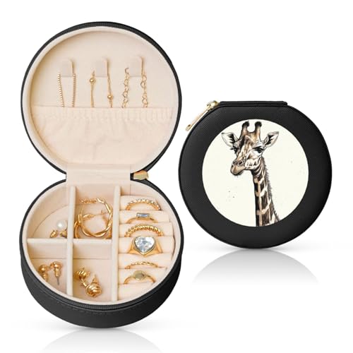LKTPSKQRY Reise-Schmuckschatulle, Leder, klein, Schmuck-Organizer für Damen, tragbares Schmuckkästchen, Giraffen-Grafik, hoher Hals, Aufbewahrungsboxen, Mini-Reiseetui für Halsketten, Ringe LKTPSKQRY Reise-Schmuckschatulle, Leder, klein, Schmuck-Organizer für Damen, tragbares Schmuckkästchen, Giraffen-Grafik, hoher Hals, Aufbewahrungsboxen, Mini-Reiseetui für Halsketten, Ringe von LKTPSKQRY