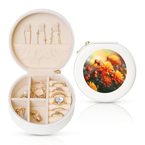 LKTPSKQRY Reise-Schmuckschatulle, Leder, klein, Schmuck-Organizer für Damen, tragbares Schmuckkästchen, Herbstblumen-Display, Aufbewahrungsboxen, Mini-Reiseetui für Halsketten, Ringe LKTPSKQRY Reise-Schmuckschatulle, Leder, klein, Schmuck-Organizer für Damen, tragbares Schmuckkästchen, Herbstblumen-Display, Aufbewahrungsboxen, Mini-Reiseetui für Halsketten, Ringe von LKTPSKQRY