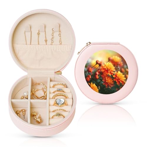 LKTPSKQRY Reise-Schmuckschatulle, Leder, klein, Schmuck-Organizer für Damen, tragbares Schmuckkästchen, Herbstblumen-Display, Aufbewahrungsboxen, Mini-Reiseetui für Halsketten, Ringe LKTPSKQRY Reise-Schmuckschatulle, Leder, klein, Schmuck-Organizer für Damen, tragbares Schmuckkästchen, Herbstblumen-Display, Aufbewahrungsboxen, Mini-Reiseetui für Halsketten, Ringe von LKTPSKQRY