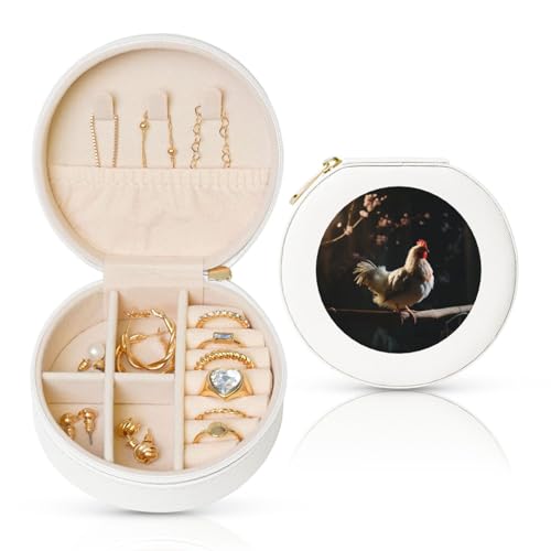 LKTPSKQRY Reise-Schmuckschatulle, Leder, klein, Schmuck-Organizer für Damen, tragbares Schmuckkästchen, Huhn auf einem Ast, Aufbewahrungsboxen, Mini-Reiseetui für Halsketten, Ringe LKTPSKQRY Reise-Schmuckschatulle, Leder, klein, Schmuck-Organizer für Damen, tragbares Schmuckkästchen, Huhn auf einem Ast, Aufbewahrungsboxen, Mini-Reiseetui für Halsketten, Ringe von LKTPSKQRY