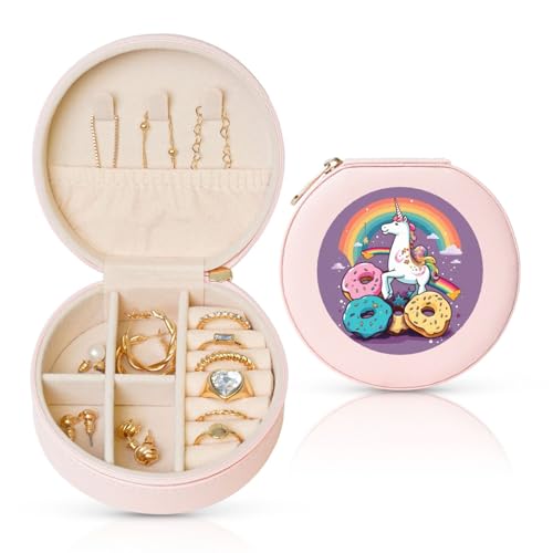 LKTPSKQRY Reise-Schmuckschatulle, Leder, klein, Schmuck-Organizer für Damen, tragbares Schmuckkästchen, Pferd, Donut, Regenbogen, Aufbewahrungsbox, Mini-Reiseetui für Halsketten, Ringe LKTPSKQRY Reise-Schmuckschatulle, Leder, klein, Schmuck-Organizer für Damen, tragbares Schmuckkästchen, Pferd, Donut, Regenbogen, Aufbewahrungsbox, Mini-Reiseetui für Halsketten, Ringe von LKTPSKQRY