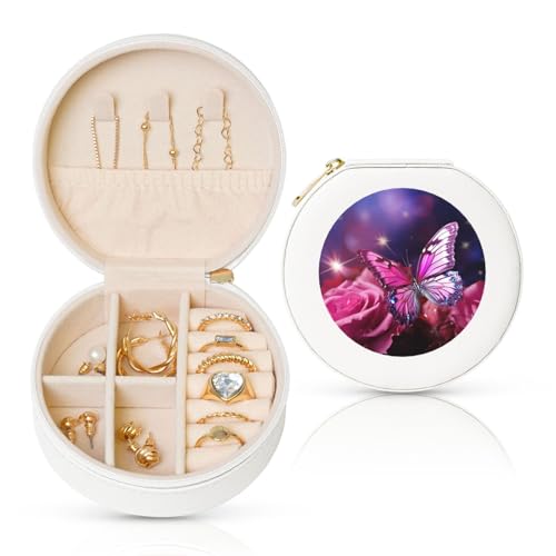 LKTPSKQRY Reise-Schmuckschatulle, Leder, klein, Schmuck-Organizer für Damen, tragbares Schmuckkästchen, Schmetterlings-Display, Aufbewahrungsboxen, Mini-Reiseetui für Halsketten, Ringe LKTPSKQRY Reise-Schmuckschatulle, Leder, klein, Schmuck-Organizer für Damen, tragbares Schmuckkästchen, Schmetterlings-Display, Aufbewahrungsboxen, Mini-Reiseetui für Halsketten, Ringe von LKTPSKQRY