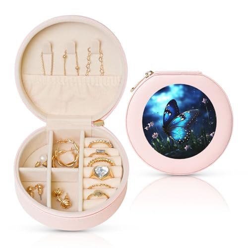 LKTPSKQRY Reise-Schmuckschatulle, Leder, klein, Schmuck-Organizer für Damen, tragbares Schmuckkästchen, Schmetterlings-Nacht-Display, Aufbewahrungsboxen, Mini-Reiseetui für Halsketten, Ringe LKTPSKQRY Reise-Schmuckschatulle, Leder, klein, Schmuck-Organizer für Damen, tragbares Schmuckkästchen, Schmetterlings-Nacht-Display, Aufbewahrungsboxen, Mini-Reiseetui für Halsketten, Ringe von LKTPSKQRY