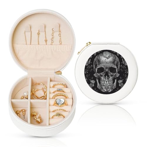 LKTPSKQRY Reise-Schmuckschatulle, Leder, klein, Schmuck-Organizer für Damen, tragbares Schmuckkästchen, Totenkopf-Skelett-Display, Aufbewahrungsboxen, Mini-Reiseetui für Halsketten, Ringe LKTPSKQRY Reise-Schmuckschatulle, Leder, klein, Schmuck-Organizer für Damen, tragbares Schmuckkästchen, Totenkopf-Skelett-Display, Aufbewahrungsboxen, Mini-Reiseetui für Halsketten, Ringe von LKTPSKQRY