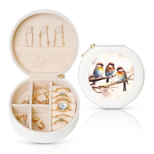LKTPSKQRY Reise-Schmuckschatulle, Leder, klein, Schmuck-Organizer für Damen, tragbares Schmuckkästchen, Vögel, die auf einem Ast ruhen, Aufbewahrungsboxen, Mini-Reiseetui für Halsketten, Ringe LKTPSKQRY Reise-Schmuckschatulle, Leder, klein, Schmuck-Organizer für Damen, tragbares Schmuckkästchen, Vögel, die auf einem Ast ruhen, Aufbewahrungsboxen, Mini-Reiseetui für Halsketten, Ringe von LKTPSKQRY