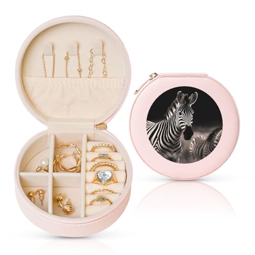 LKTPSKQRY Reise-Schmuckschatulle, Leder, klein, Schmuck-Organizer für Damen, tragbares Schmuckkästchen, Wildtiere, Zebra-Design, Aufbewahrungsboxen, Mini-Reiseetui für Halsketten, Ringe LKTPSKQRY Reise-Schmuckschatulle, Leder, klein, Schmuck-Organizer für Damen, tragbares Schmuckkästchen, Wildtiere, Zebra-Design, Aufbewahrungsboxen, Mini-Reiseetui für Halsketten, Ringe von LKTPSKQRY