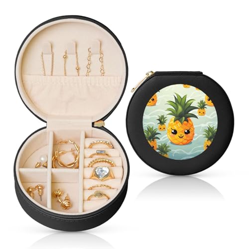 LKTPSKQRY Reise-Schmuckschatulle, Leder, klein, Schmuck-Organizer für Damen, tragbares Schmuckkästchen, niedliche Ananas-Aufbewahrungsbox, Mini-Reiseetui für Halsketten, Ringe LKTPSKQRY Reise-Schmuckschatulle, Leder, klein, Schmuck-Organizer für Damen, tragbares Schmuckkästchen, niedliche Ananas-Aufbewahrungsbox, Mini-Reiseetui für Halsketten, Ringe von LKTPSKQRY