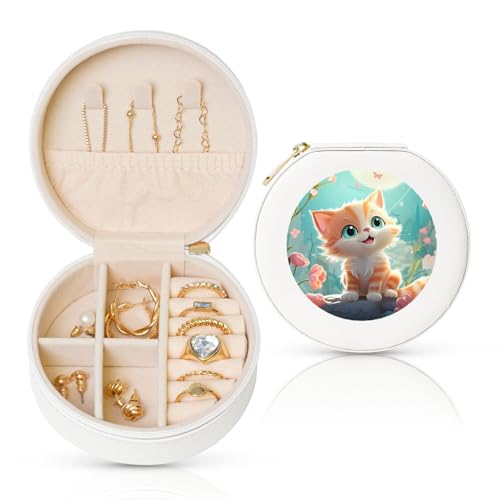 LKTPSKQRY Reise-Schmuckschatulle, Leder, klein, Schmuck-Organizer für Damen, tragbares Schmuckkästchen, niedliche Katzen, Mini-Reiseetui für Halsketten, Ringe LKTPSKQRY Reise-Schmuckschatulle, Leder, klein, Schmuck-Organizer für Damen, tragbares Schmuckkästchen, niedliche Katzen, Mini-Reiseetui für Halsketten, Ringe von LKTPSKQRY