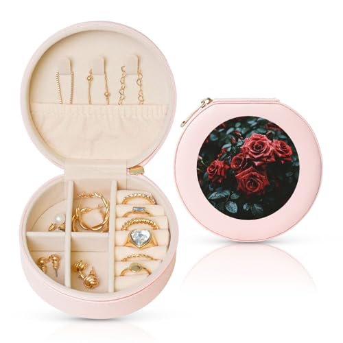 LKTPSKQRY Reise-Schmuckschatulle, Leder, klein, Schmuck-Organizer für Damen, tragbares Schmuckkästchen, rote und schwarze Rose, Mini-Reiseetui für Halsketten, Ringe LKTPSKQRY Reise-Schmuckschatulle, Leder, klein, Schmuck-Organizer für Damen, tragbares Schmuckkästchen, rote und schwarze Rose, Mini-Reiseetui für Halsketten, Ringe von LKTPSKQRY