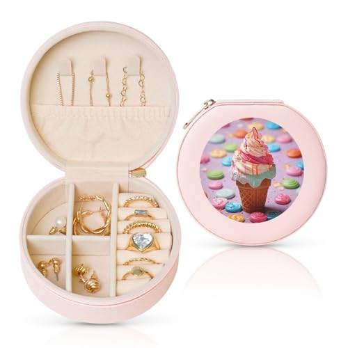 LKTPSKQRY Reise-Schmuckschatulle, Leder, klein, Schmuck-Organizer für Damen, tragbares Schmuckkästchen, viele farbige Eiscreme-Aufbewahrungsboxen, Mini-Reiseetui für Halsketten, Ringe LKTPSKQRY Reise-Schmuckschatulle, Leder, klein, Schmuck-Organizer für Damen, tragbares Schmuckkästchen, viele farbige Eiscreme-Aufbewahrungsboxen, Mini-Reiseetui für Halsketten, Ringe von LKTPSKQRY