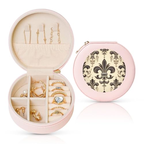 LKTPSKQRY Schmuckschatulle Leder Kleine Schmuck Organizer für Frauen, Tragbare Schmuck Fall Fleur-de-Lis und Mantel Arme Ritter Display Lagerung Halter Boxen Mini Reise Fall für Halskette Ringe LKTPSKQRY Schmuckschatulle Leder Kleine Schmuck Organizer für Frauen, Tragbare Schmuck Fall Fleur-de-Lis und Mantel Arme Ritter Display Lagerung Halter Boxen Mini Reise Fall für Halskette Ringe von LKTPSKQRY