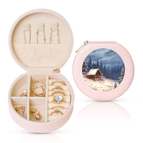 LKTPSKQRY Schmuckschatulle Leder Kleine Schmuck Organizer für Frauen, Tragbare Schmuck Fall Kabine im Wald Display Lagerung Halter Boxen Mini Reise Fall für Halskette Ringe LKTPSKQRY Schmuckschatulle Leder Kleine Schmuck Organizer für Frauen, Tragbare Schmuck Fall Kabine im Wald Display Lagerung Halter Boxen Mini Reise Fall für Halskette Ringe von LKTPSKQRY