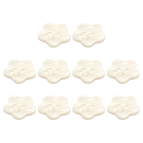 LKXHarleya 10 Harzknöpfe, 25 mm, 2 Löcher, Blumen-Perlenmuschelknöpfe zum Stricken, Häkeln, Bekleidungszubehör, DIY, Nähen, Basteln, Weiß von LKXHarleya
