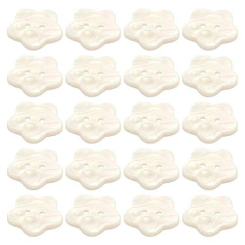 LKXHarleya 20 Harzknöpfe, 11 mm, 2 Löcher, Blumen-Perlenmuschelknöpfe zum Stricken, Häkeln, Bekleidungszubehör, DIY, Nähen, Basteln, Weiß von LKXHarleya