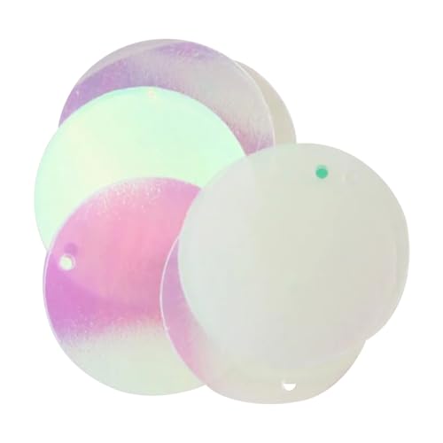 LKXHarleya 20 Stück große lose glänzende PVC-Pailletten, 40 mm runde Pailletten mit Loch für Schmuckherstellung, DIY-Bastelarbeiten, Nähzubehör, AB-Kristall von LKXHarleya
