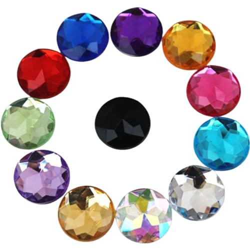 LKXHarleya 60 Stück 14 mm runde Acryl-Strasssteine, Flache Rückseite, antihaftbeschichtete Strasssteine, Applikationskristalle, Edelstein-Zubehör für DIY-Kleidungsstücke von LKXHarleya