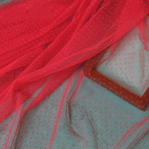LKXHarleya Weicher Stretch-Spitzenstoff, 100 x 160 cm, Gepunkteter Netzstoff, für Brautkleider, Kostüme, Nähen, Basteln, Hellrot LKXHarleya Weicher Stretch-Spitzenstoff, 100 x 160 cm, Gepunkteter Netzstoff, für Brautkleider, Kostüme, Nähen, Basteln, Hellrot von LKXHarleya