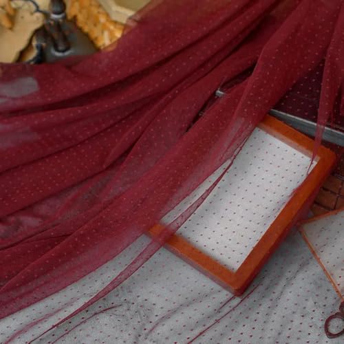 LKXHarleya Weicher Stretch-Spitzenstoff, 100 x 160 cm Gepunkteter Netzstoff für Brautkleider, Kostüme, Nähen, Basteln, Dunkelrot LKXHarleya Weicher Stretch-Spitzenstoff, 100 x 160 cm Gepunkteter Netzstoff für Brautkleider, Kostüme, Nähen, Basteln, Dunkelrot von LKXHarleya