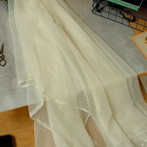 LKXHarleya Weicher Stretch-Spitzenstoff, 100 x 160 cm Gepunkteter Netzstoff für Brautkleider, Kostüme, Nähen, Basteln, Hellapricot von LKXHarleya
