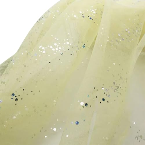 LKXHarleya Weicher Stretch-Stoff, 100 x 160 cm, glitzernder Netzstoff mit Punkten, für Hochzeitskostüme, Nähen, Basteln, Gelb LKXHarleya Weicher Stretch-Stoff, 100 x 160 cm, glitzernder Netzstoff mit Punkten, für Hochzeitskostüme, Nähen, Basteln, Gelb von LKXHarleya