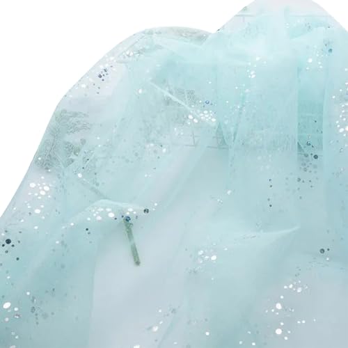 LKXHarleya Weicher Stretch-Stoff, 100 x 160 cm, glitzernder Netzstoff mit Punkten, für Hochzeitskostüme, Nähen, Basteln, Hellblau LKXHarleya Weicher Stretch-Stoff, 100 x 160 cm, glitzernder Netzstoff mit Punkten, für Hochzeitskostüme, Nähen, Basteln, Hellblau von LKXHarleya