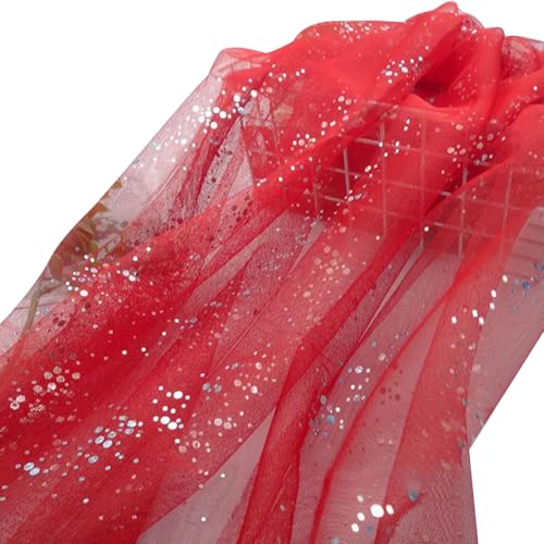 LKXHarleya Weicher Stretch-Stoff, 100 x 160 cm, glitzernder Netzstoff mit Punkten, für Hochzeitskostüme, Nähen, Basteln, Rot LKXHarleya Weicher Stretch-Stoff, 100 x 160 cm, glitzernder Netzstoff mit Punkten, für Hochzeitskostüme, Nähen, Basteln, Rot von LKXHarleya