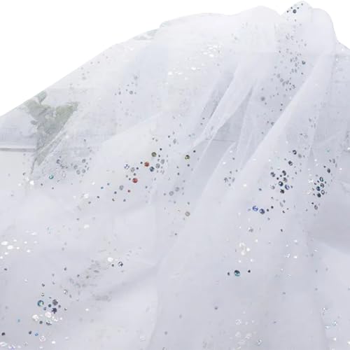 LKXHarleya Weicher Stretch-Stoff, 100 x 160 cm, glitzernder Netzstoff mit Punkten, für Hochzeitskostüme, Nähen, Basteln, Weiß LKXHarleya Weicher Stretch-Stoff, 100 x 160 cm, glitzernder Netzstoff mit Punkten, für Hochzeitskostüme, Nähen, Basteln, Weiß von LKXHarleya