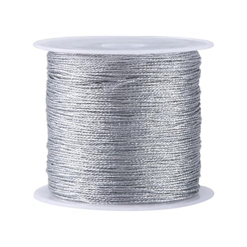 LKXHarleya runder Perlenfaden, 0,2 mm x 100 m, geflochtene Nylonschnur für Armbänder, Halsketten, DIY-Bastelarbeiten, Schmuckherstellung, Nähprojekte, Zubehör, Silber von LKXHarleya