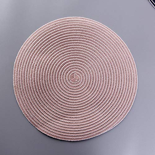 UntersetzerJapanische Art Ramie Runde Tischset Baumwollgarn Esstisch Matte rutschfeste Isolierung-Rosa_36cm_Runden von LKYU
