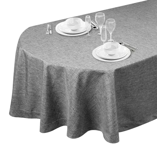 LLCUTESHOP Oval Tischdecke Grau 155 x 215cm, Knitterfreie Tischtuch Elegante Grau Leinen Tischdecke Einfarbig, Ausgeschnittenes Design, Premium Handgefertigt, Leinenoptik Abwaschbar LLCUTESHOP Oval Tischdecke Grau 155 x 215cm, Knitterfreie Tischtuch Elegante Grau Leinen Tischdecke Einfarbig, Ausgeschnittenes Design, Premium Handgefertigt, Leinenoptik Abwaschbar von LLCUTESHOP