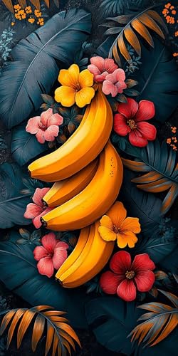 5D Diamant Painting Banane Diamond Painting Kinder Blume, DIY Runden Steine Mosaikherstellung Basteln Erwachsene Anfänger Set für Heim Schlafzimmer Wand Deko Wohnzimmer, Geschenke Frau 40x80cm S82I-1I von LLEDAOZN