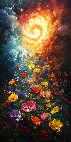 5D Diamant Painting Blume Diamond Painting Kinder Pflanze, DIY Runden Steine Mosaikherstellung Basteln Erwachsene Anfänger Set für Heim Schlafzimmer Wand Deko Wohnzimmer, Geschenke 100x200cm 8TR4-80 von LLEDAOZN