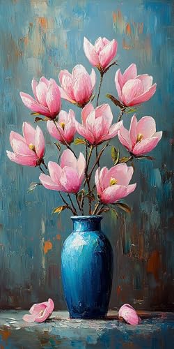 5D Diamant Painting Blume Diamond Painting Kinder Vase, DIY Runden Steine Mosaikherstellung Basteln Erwachsene Anfänger Set für Heim Schlafzimmer Wand Deko Wohnzimmer, Geschenke Frau 40x80cm 1KBM-6G von LLEDAOZN
