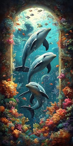 5D Diamant Painting Delphin Diamond Painting Kinder Verträumt, DIY Runden Steine Mosaikherstellung Basteln Erwachsene Anfänger Set für Heim Schlafzimmer Deko Wohnzimmer, Geschenke 100x200cm 9630-9C 5D Diamant Painting Delphin Diamond Painting Kinder Verträumt, DIY Runden Steine Mosaikherstellung Basteln Erwachsene Anfänger Set für Heim Schlafzimmer Deko Wohnzimmer, Geschenke 100x200cm 9630-9C von LLEDAOZN
